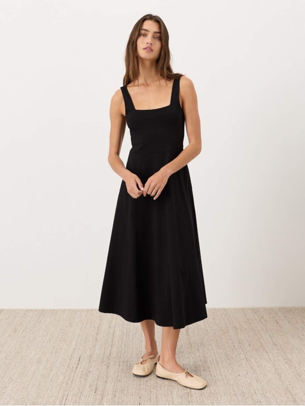 Tailored Black Square-Neck Midi Dress Plus Size 17 A New Day NWT